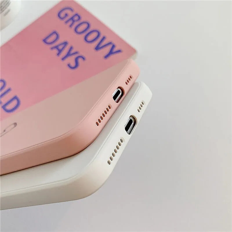 Silicone TPU back cover phone case for Apple iPhone, shown in multiple solid colour options.