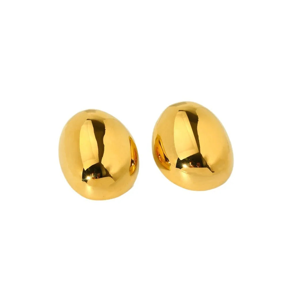 Women's geometric ear studs with exaggerated glazed surface in DFE139 gold colour tone
