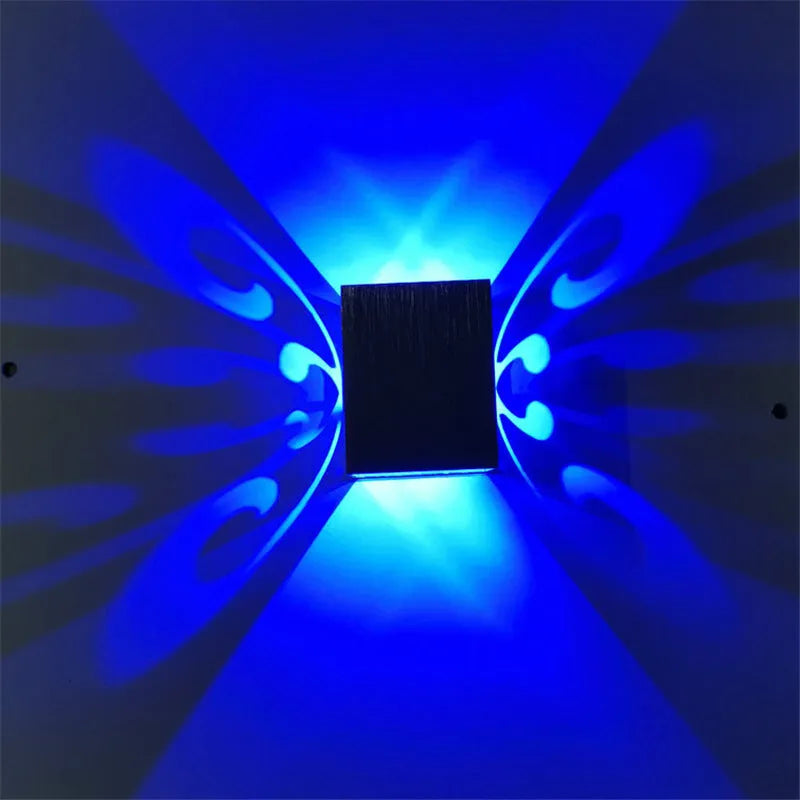 Modern LED butterfly wall lamp with aluminium shade and remote control for multi-colour lighting