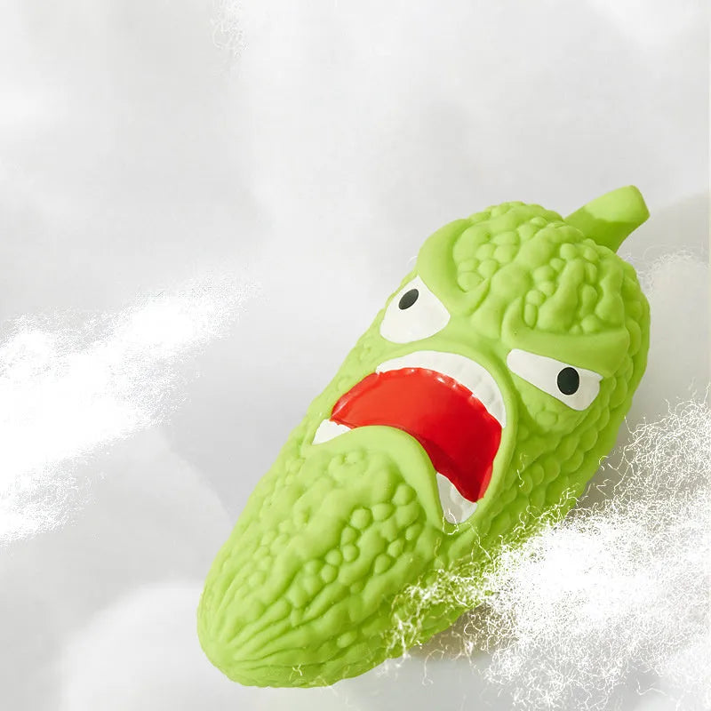 Bitter melon and chilli shaped dog chew toy for dental cleaning and boredom relief