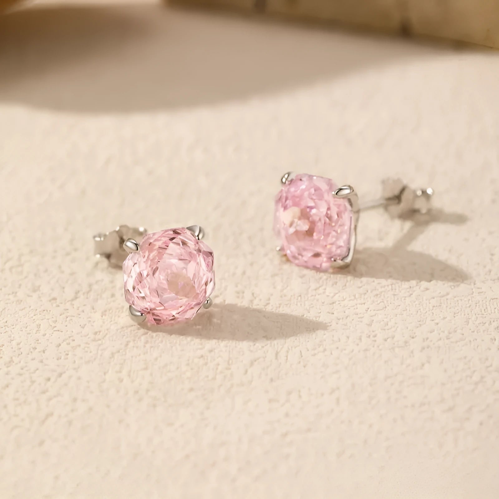 S925 sterling silver rose stud earrings with flower shape in 6mm and 8mm sizes