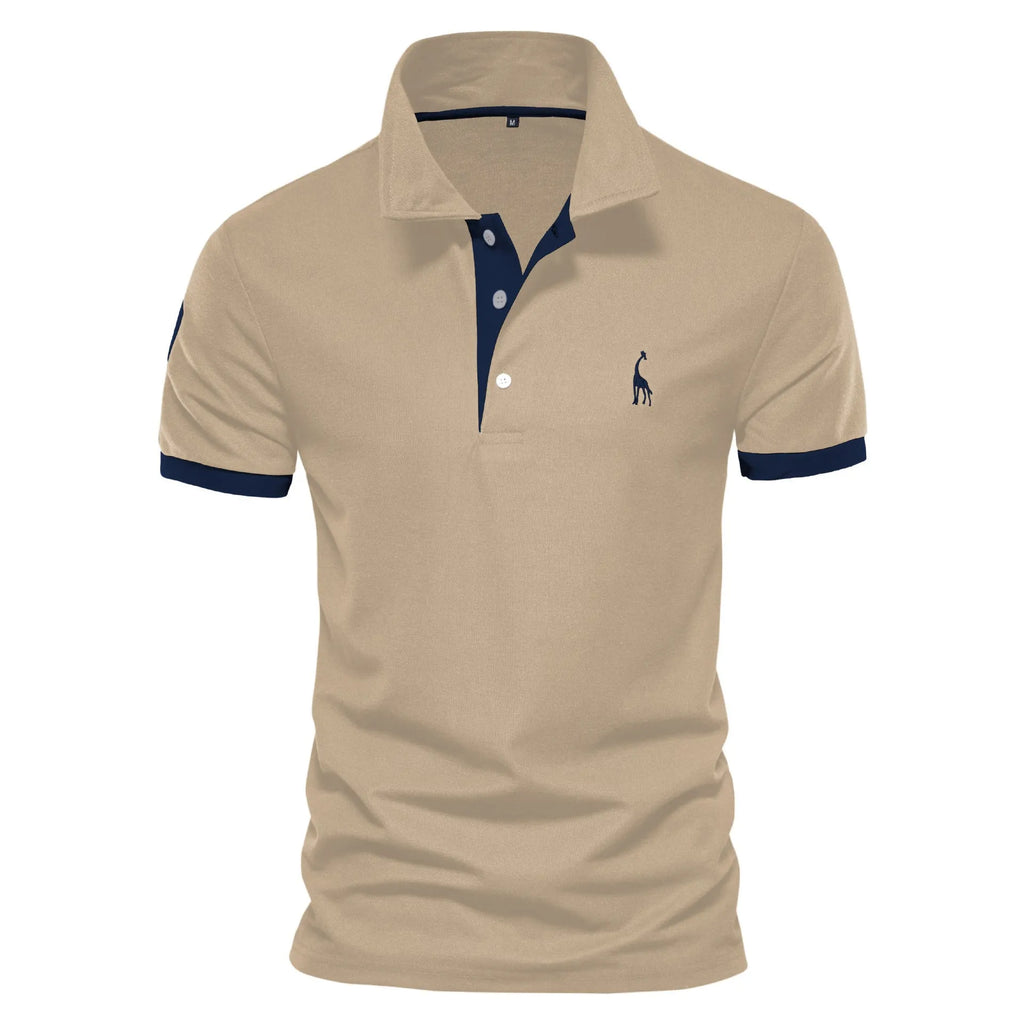 Men's slim fit short sleeve T-shirt with embroidered deer design in various colours