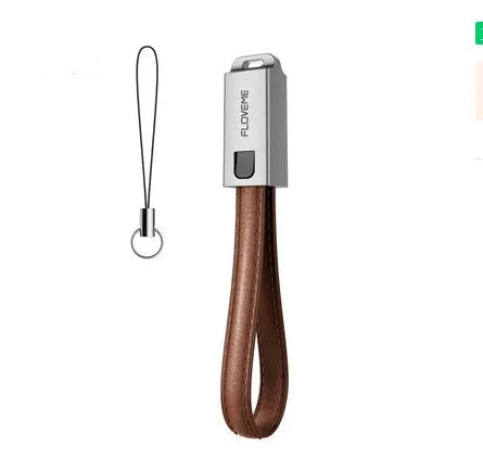 20cm leather USB C to Lightning charging cable with zinc alloy connector in black colour