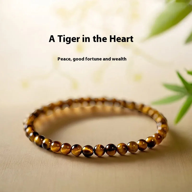 Natural tigereye stone bracelet with geometric circular design in new Chinese style