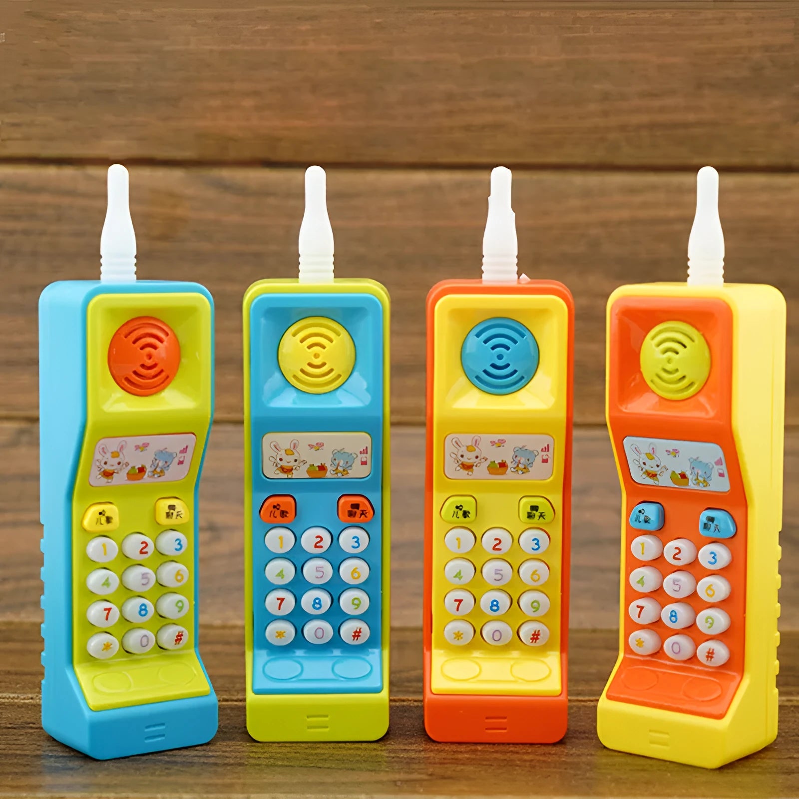 Children's battery-operated sound and light educational toy with cartoon animal design