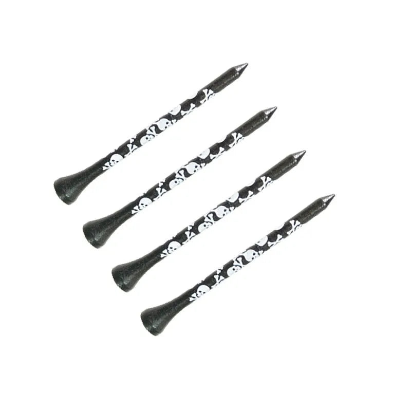 Black skull print bamboo golf dowel pins in 70mm and 83mm lengths