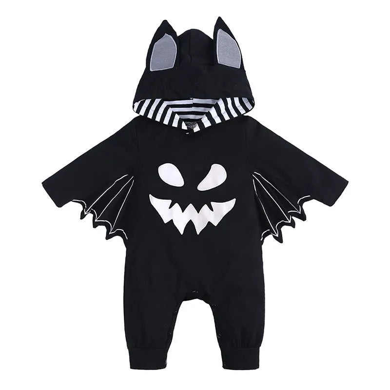 Baby batwing sleeve jumpsuit in cotton with hood, Western style, multiple colours, for heights 60 to 100 cm