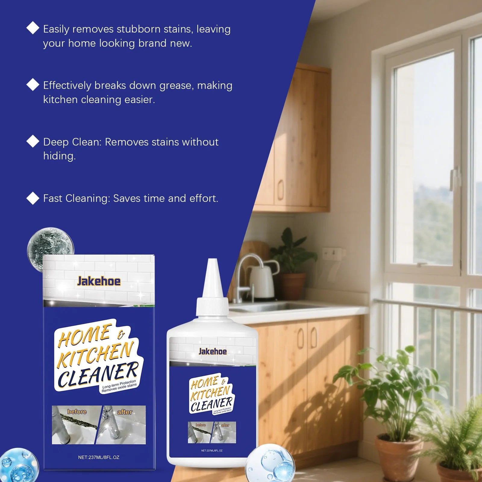 237ml household decontamination gel tube with sodium hypochlorite formula for kitchen and bathroom cleaning