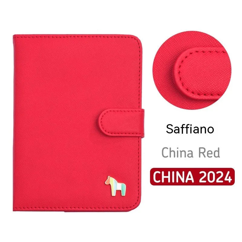 Leather schedule book showing Avocado Green cover with 164x120mm dimensions and 396-day pages