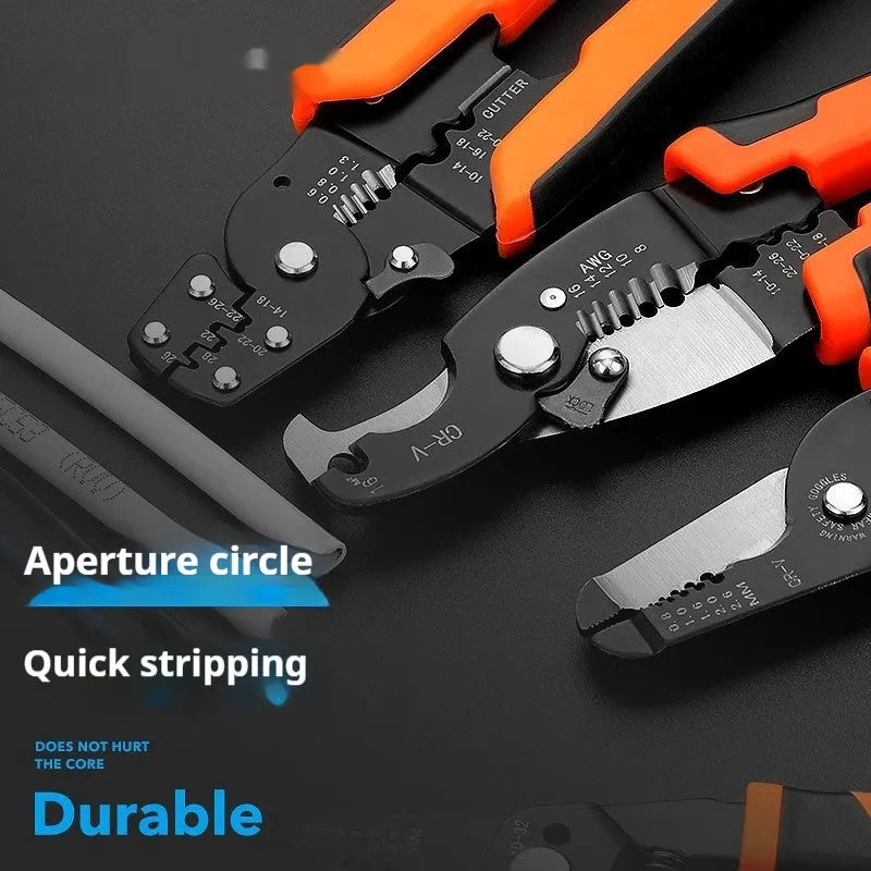 Fully automatic wire stripping pliers with 45# steel construction and high-carbon blades