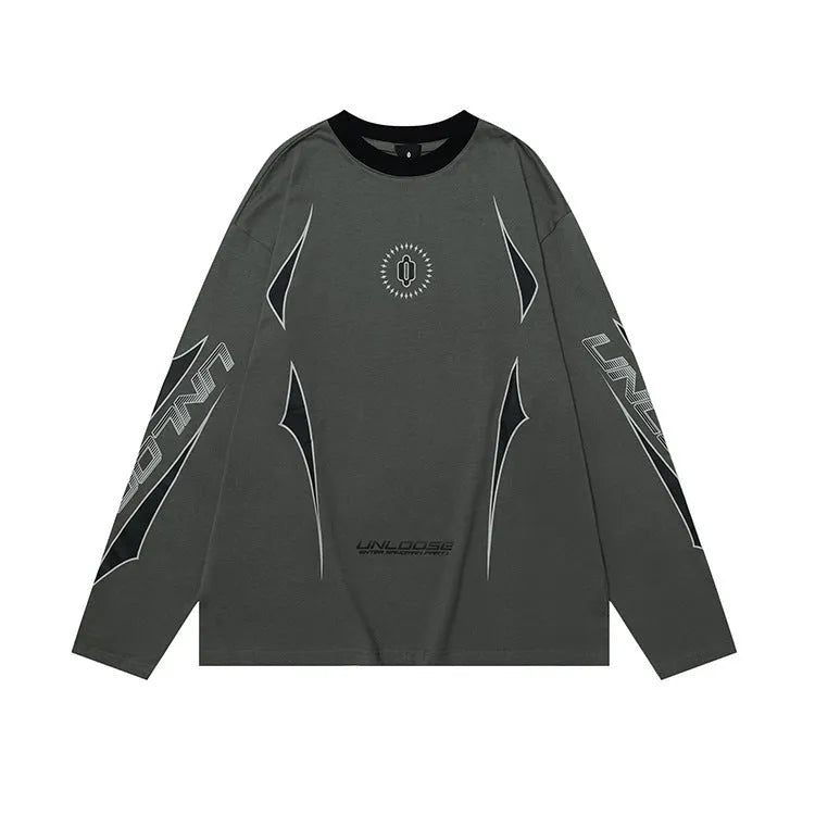 Men's grey khaki cotton drop shoulder sweatshirt with letter print and round neck