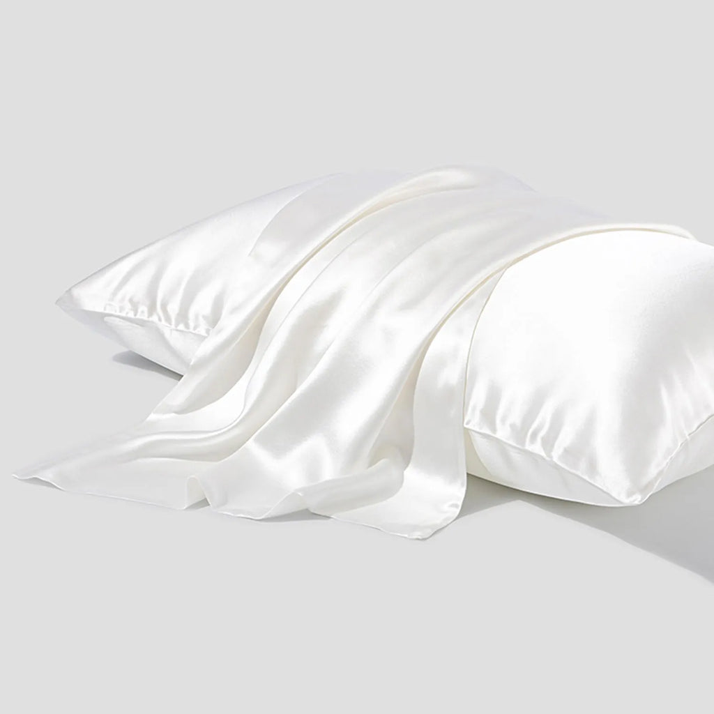 Dark grey 19 momme mulberry silk pillowcase with envelope closure, shown in modern simplicity style.