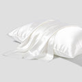 Dark grey 19 momme mulberry silk pillowcase with envelope closure, shown in modern simplicity style.