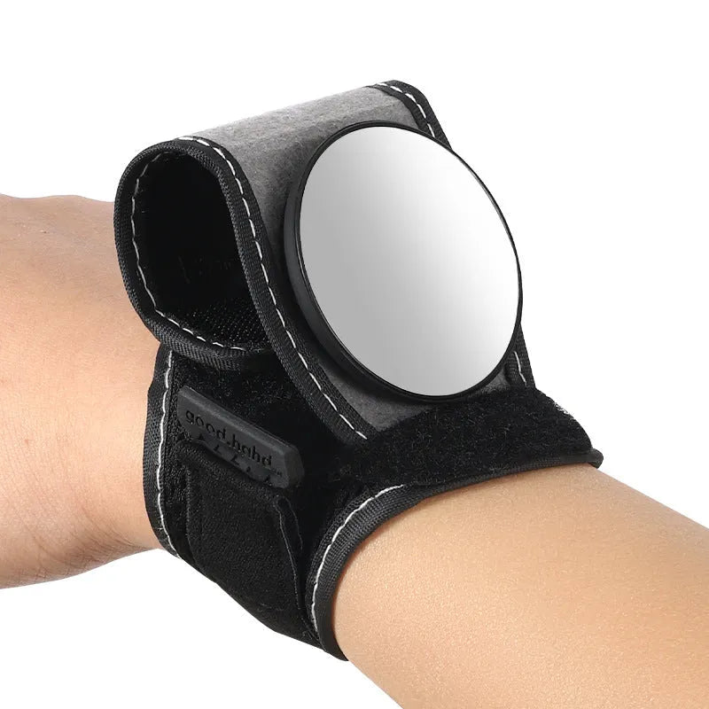 Black nylon bicycle wrist rear-view mirror mounted on handlebar for cycling safety