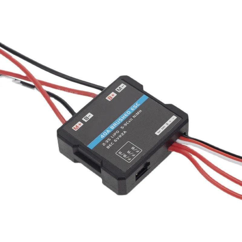 Small 40A brushed electronic speed controller (ESC) for 1/16 and 1/18 scale RC models