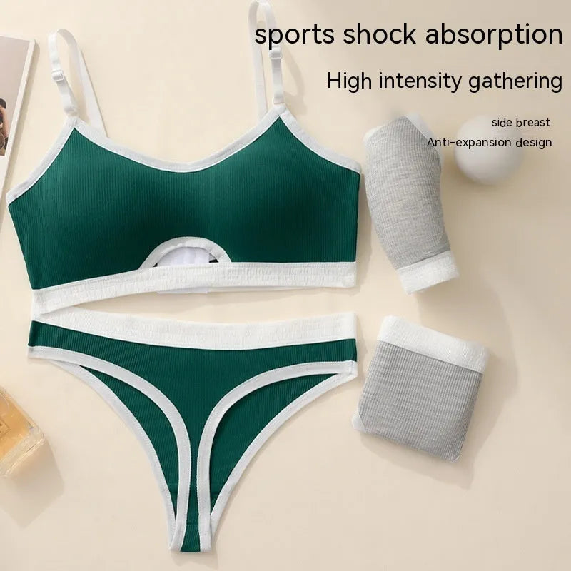 Sports bra and underwear set with underwired tube top in multiple colour options