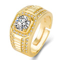 Men's adjustable copper ring with a large square diamond design in a gold colour finish.