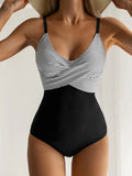 Women's lace-up back bikini swimsuit with gathered detail in leopard print pattern