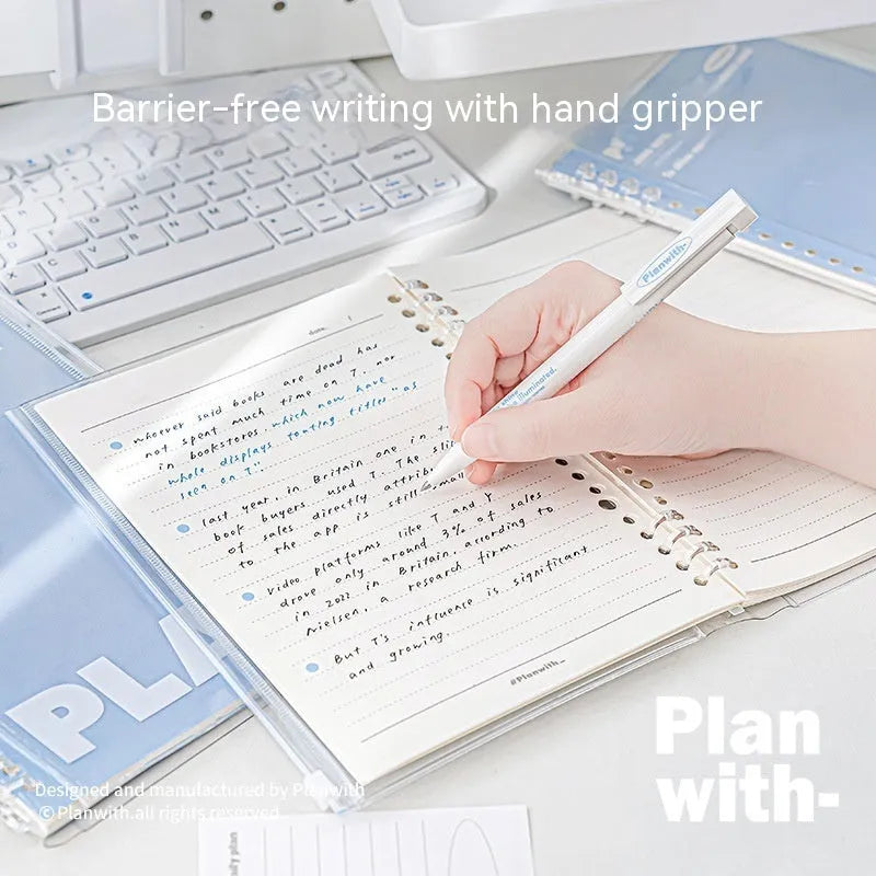 A5 PVC loose spiral notebook binder in blue or white colour with clear front cover