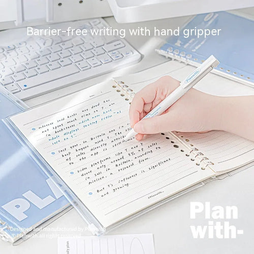 A5 PVC loose spiral notebook binder in blue or white colour with clear front cover