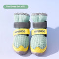 Cartoon style dog shoes in Bondi Blue and Dean Green colours for summer hot pavement protection