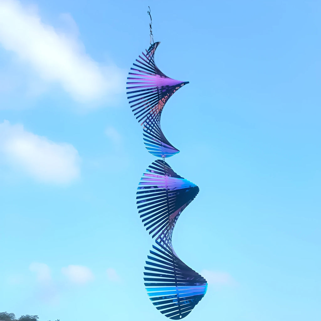 Metal rotating wind runner garden decoration pendant in colourful finish, 12.8x60cm