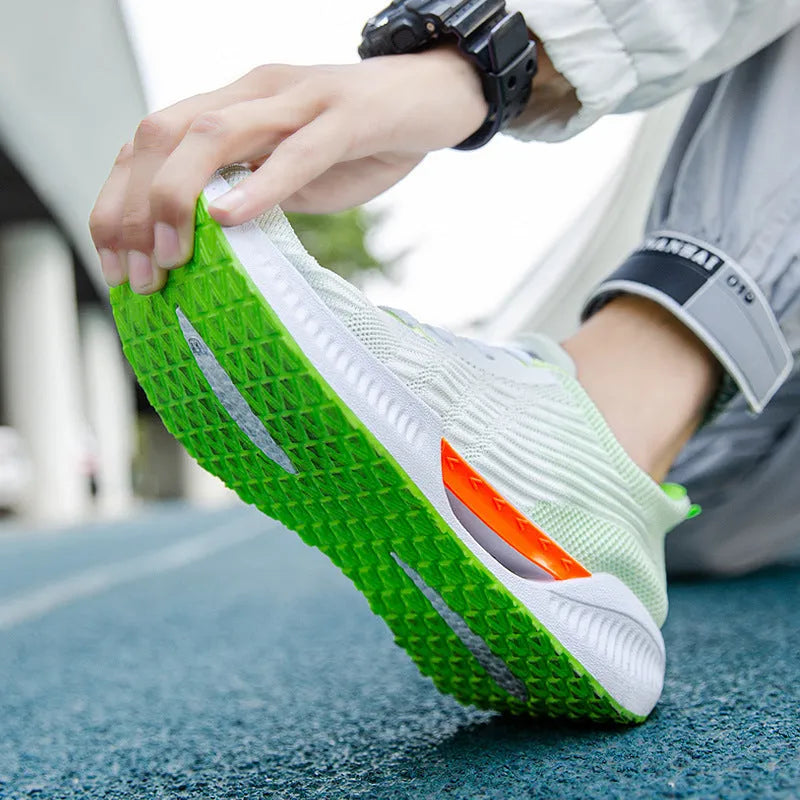 Men's blue casual sports mesh shoes with cloth upper and plastic sole