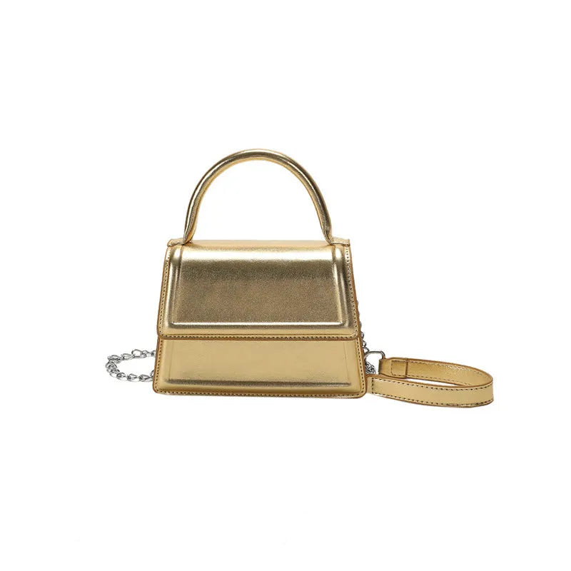 Women's retro PU leather crossbody bag in horizontal square shape with sewing line detailing
