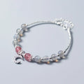 Natural moonstone bracelet with silver crescent moon charm and crystals on adjustable chain