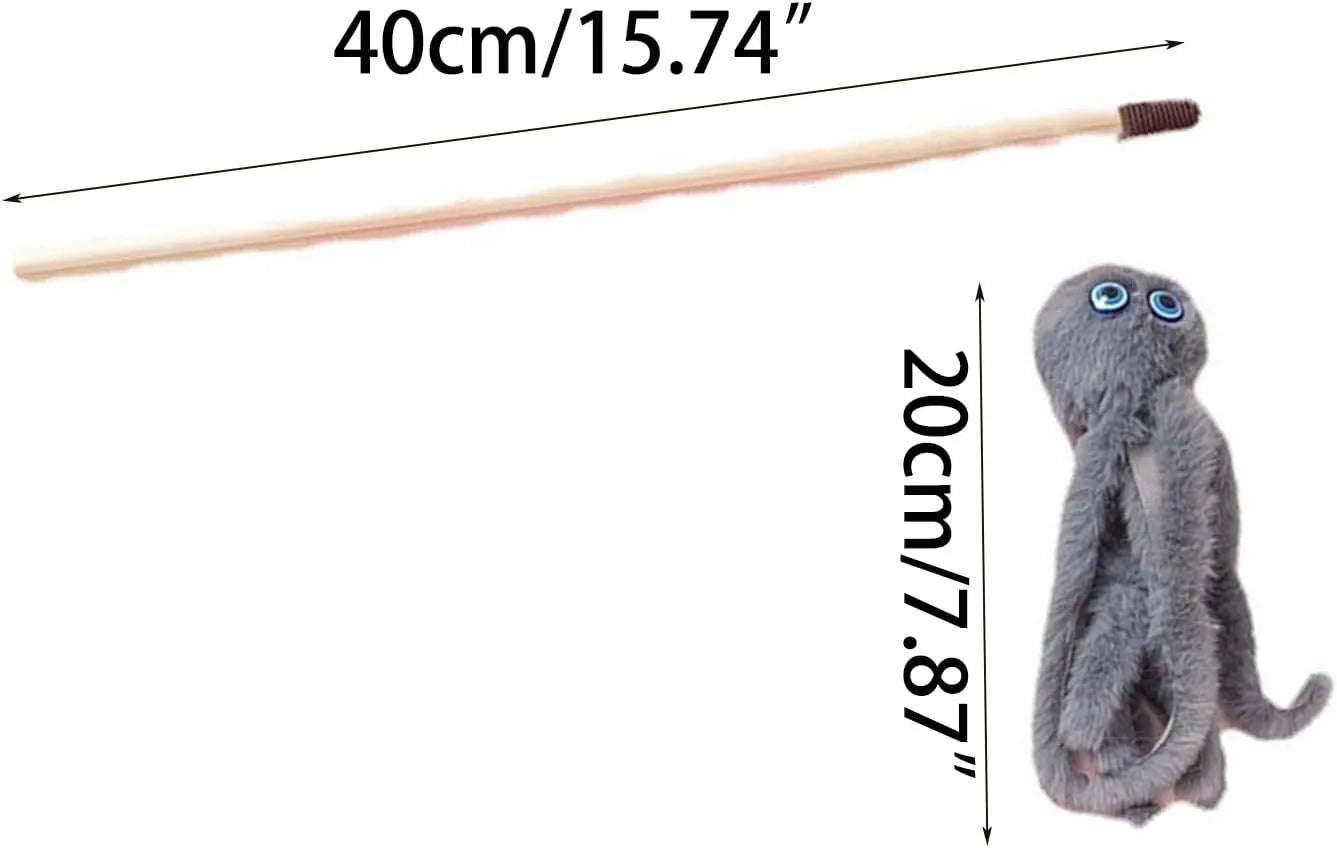 Octopus cat toy on 40cm stick in four colours for indoor feline play