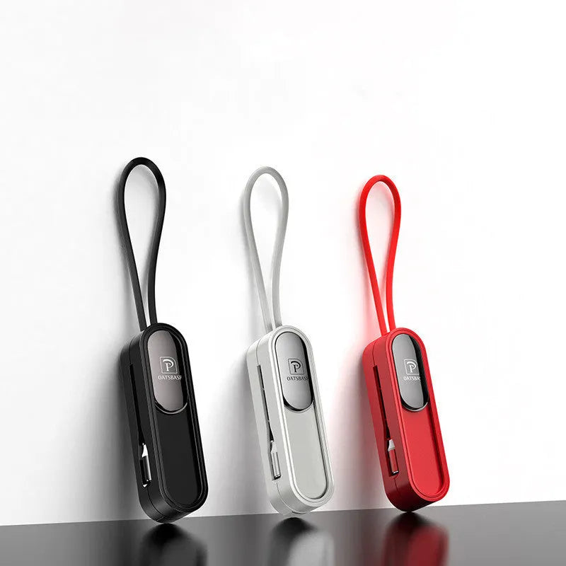 Magnetic three-in-one USB charging cable in black, white, or red colours with 0.4m length