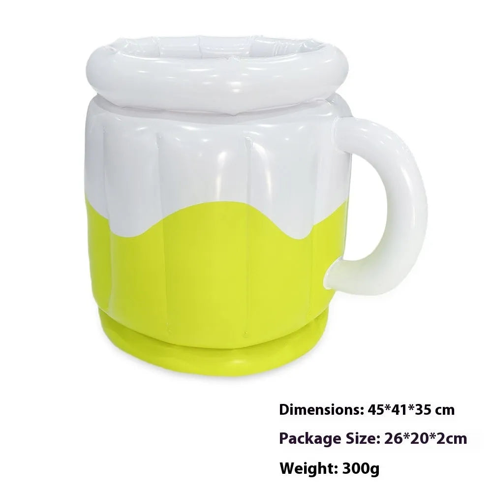 Yellow inflatable PVC ice bucket for outdoor parties and camping.