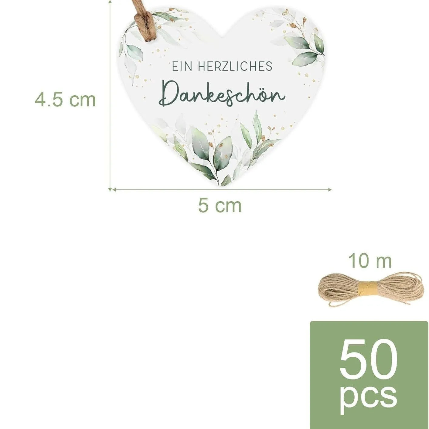 Set of 50 heart-shaped paper gift tags with floral design in two colour style options