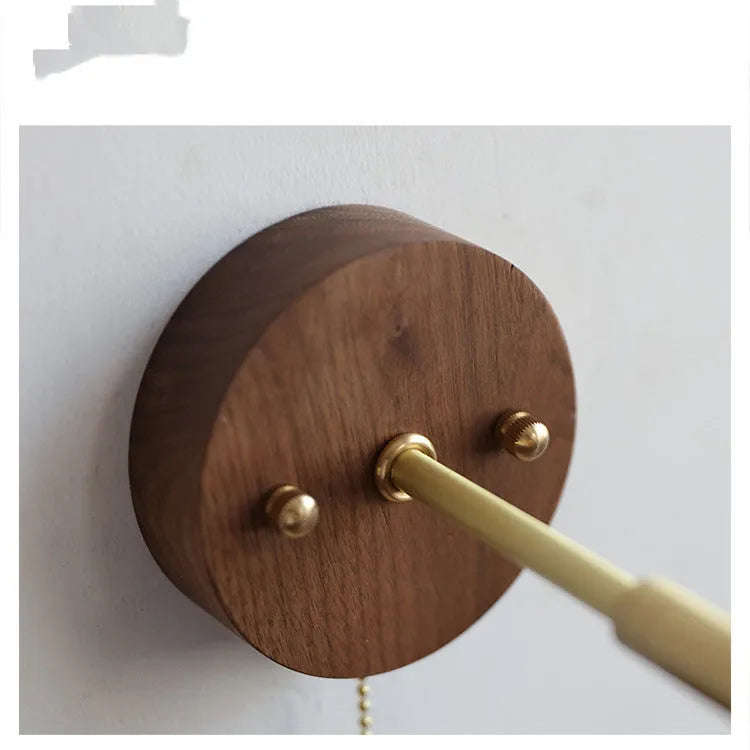Nordic style walnut wood bedside wall lamp with wall mount and 220V UK voltage