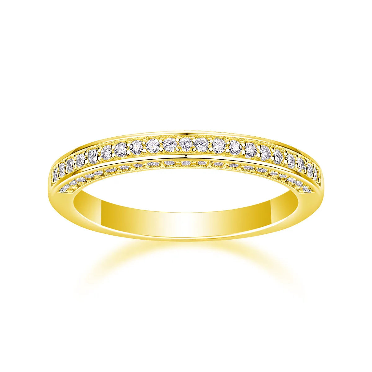 The Plucked Star moissanite wedding ring set in S925 silver with platinum plating, available in multiple colours