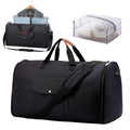 Folding duffel luggage bag in dark blue with 36-55 litre capacity for travel and gym use