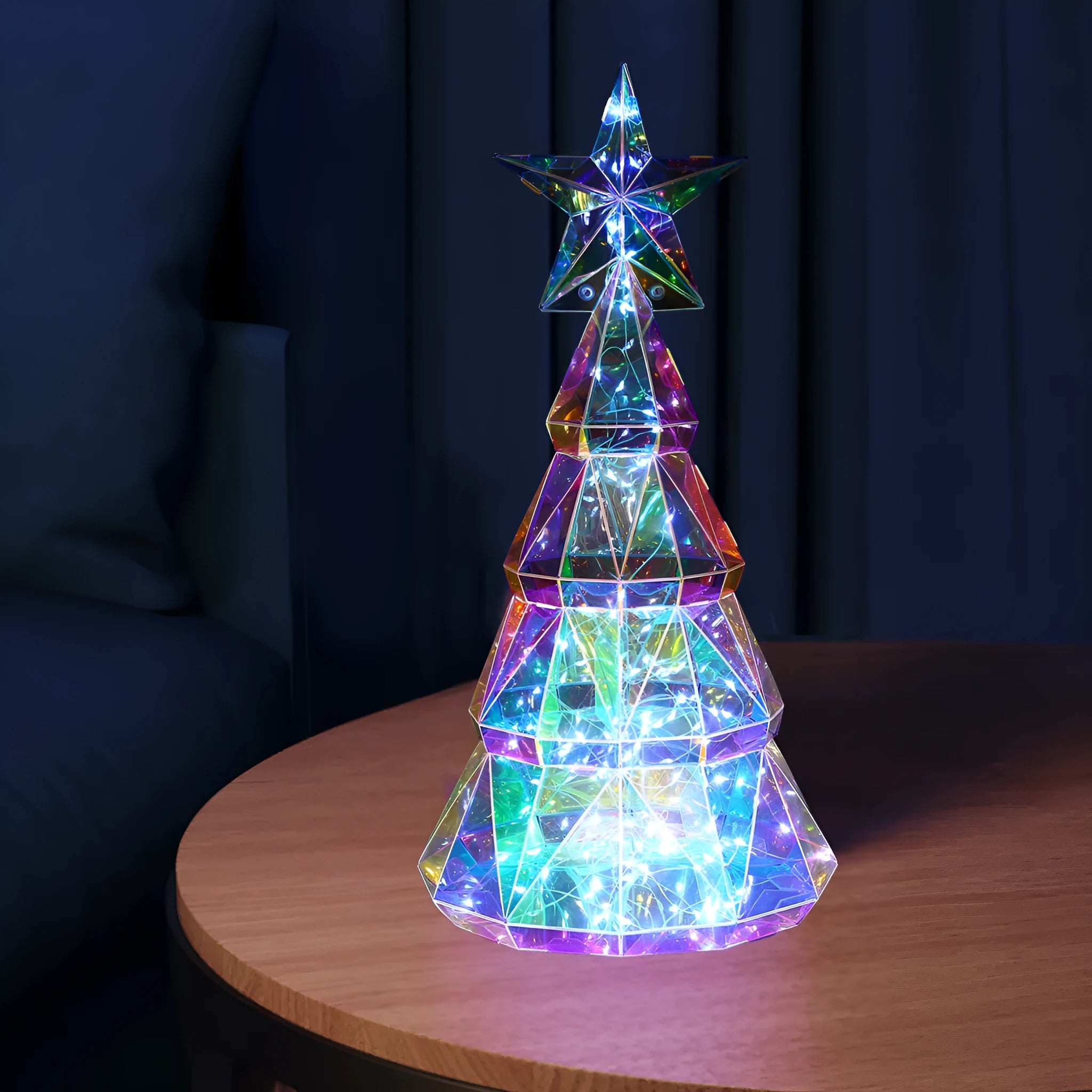 Colourful cartoon Christmas tree luminous decoration with dimensions 14.5cm by 4.8cm by 20cm