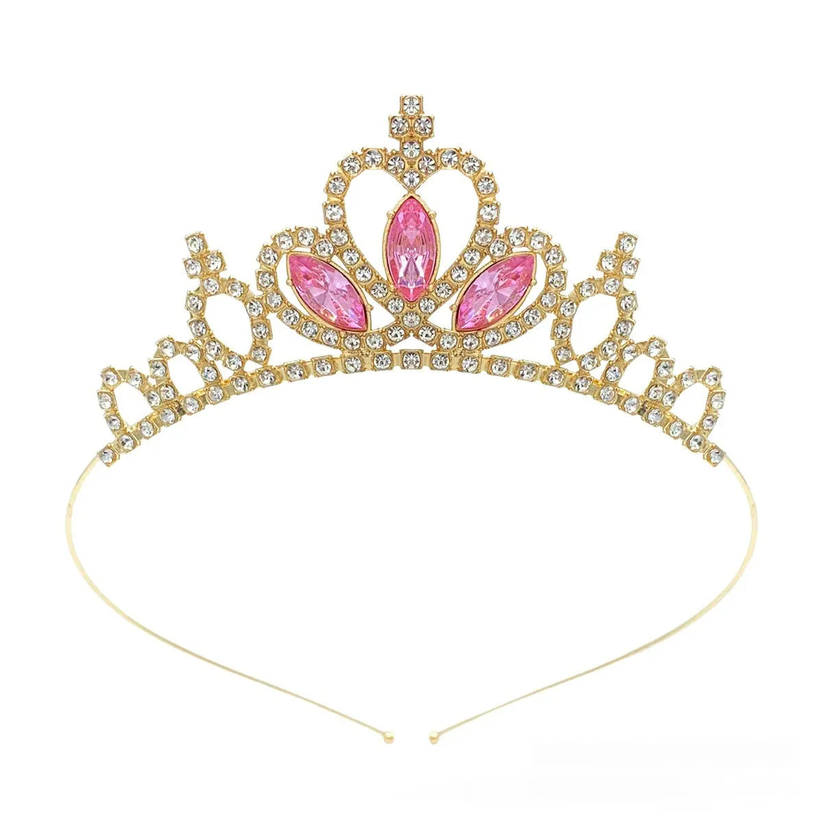 Gold and silver alloy princess crown headdress with electroplated finish for children's dress-up.