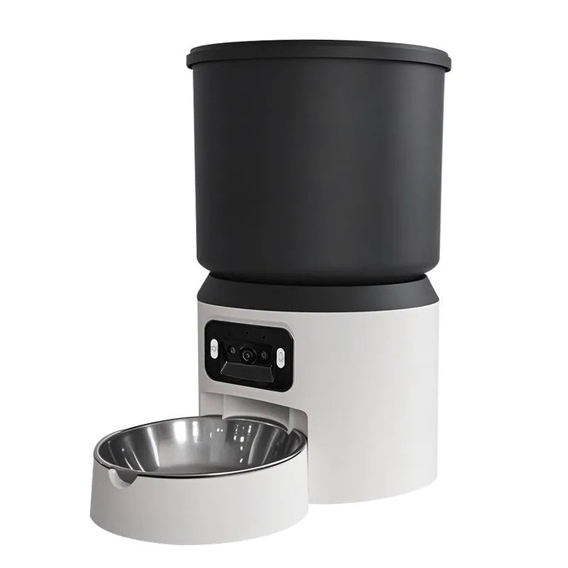 4L smart pet feeder with WiFi remote monitoring and camera options for cats and dogs