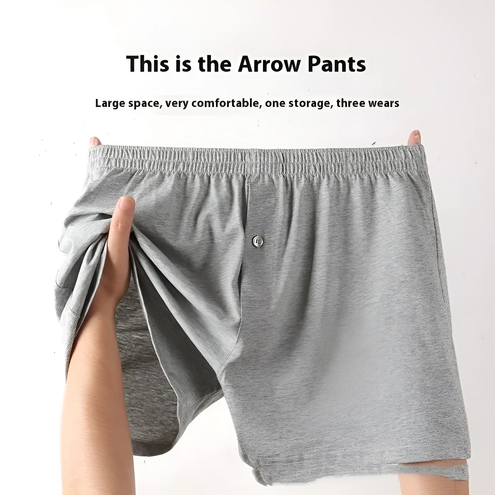 Men's solid colour cotton boxer shorts with a high waistband and loose leg.