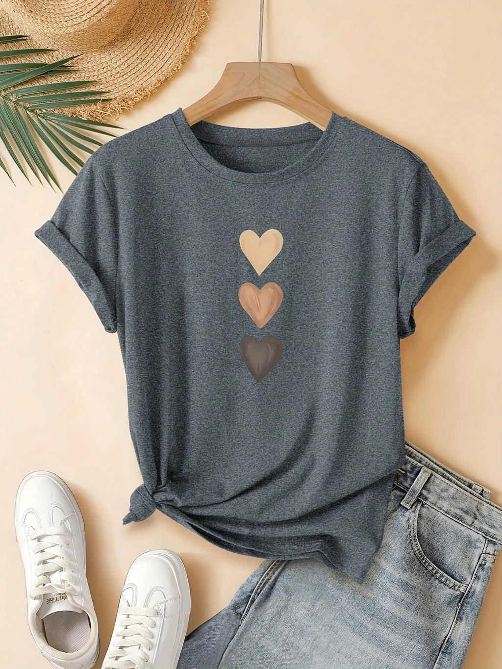 Women's pure cotton short sleeve t-shirt with Chinese art retro drawing pattern print