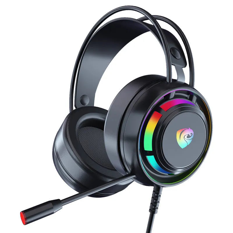 Black wired computer gaming headset with microphone, 50mm drivers, and 2.2m copper cable