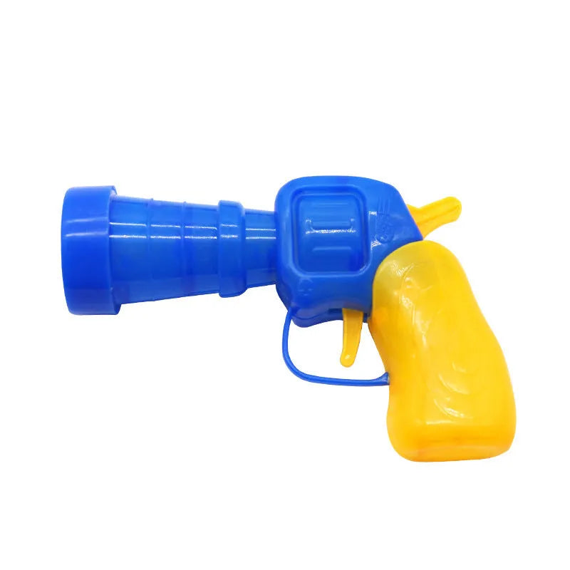Pet toy ball launcher gun with soft plush yarn balls for interactive play with cats and dogs