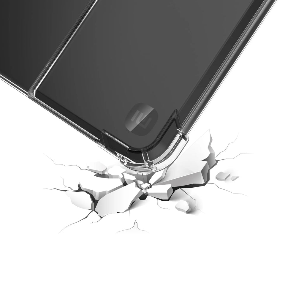 Transparent airbag phone case for 7-inch Xiaomi devices showing shockproof protection and clear TPU construction