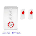 White emergency alert device with central buzzer and three wireless emergency buttons for elderly safety