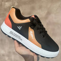 Men's round-toe casual shoes in artificial PU with white and orange, black, or brown colour options