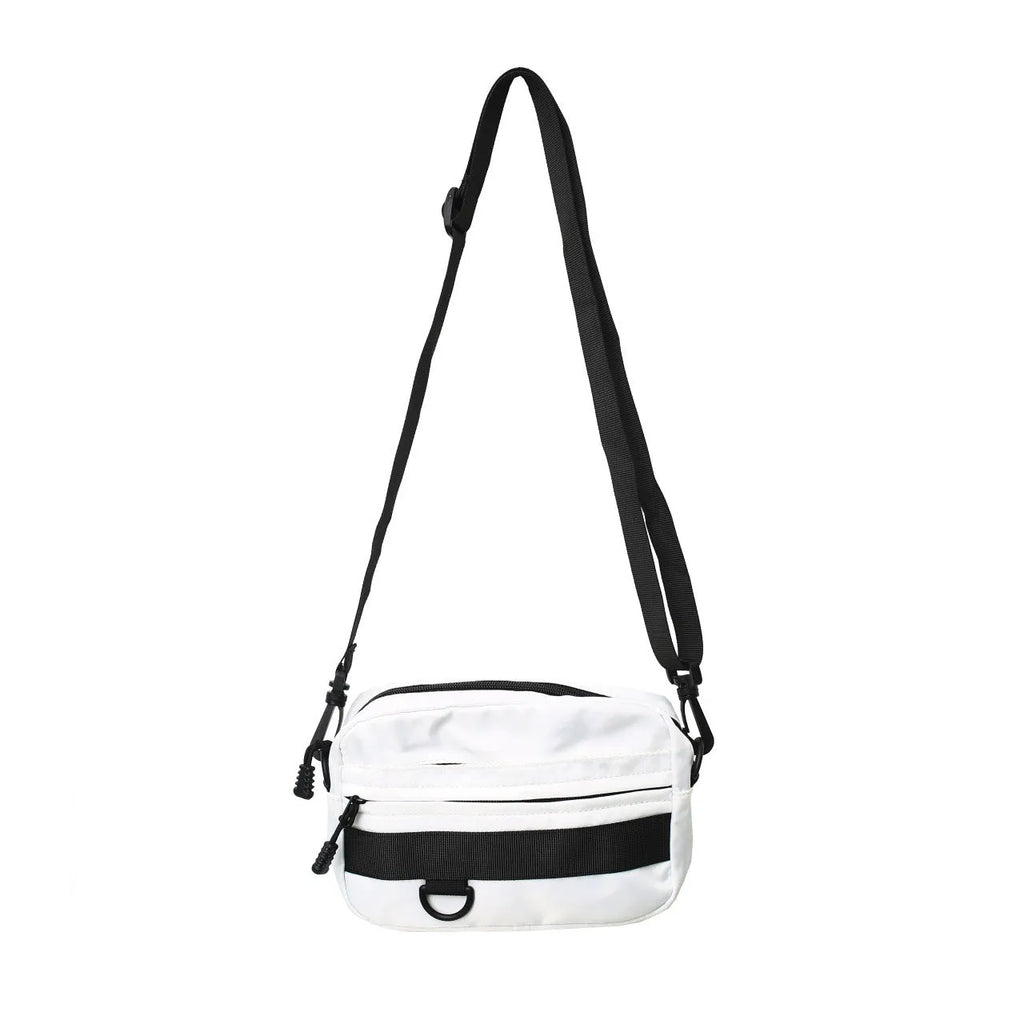 Men's nylon crossbody messenger bag in black blue green or white colours 22cm length
