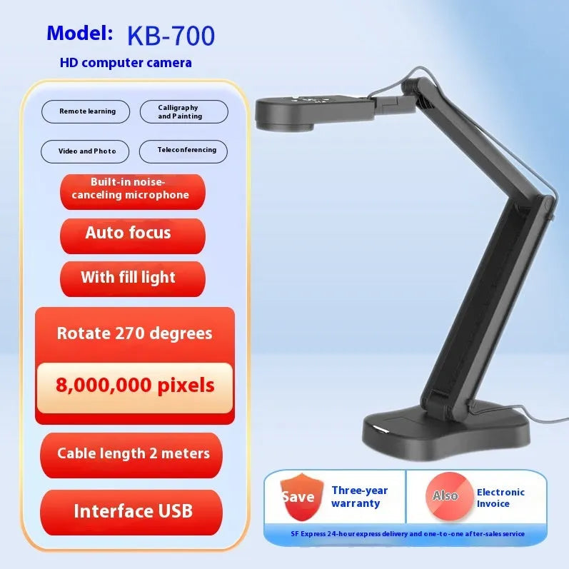 USB webcam with microphone for computer video calls and live streaming