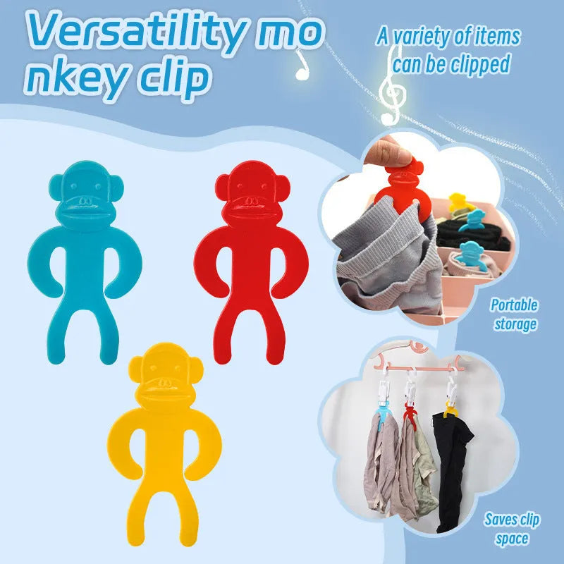 Plastic anti-winding socks storage clips in blue, red and yellow colours for machine washing