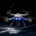GPS quadrocopter drone with anti-fall features and dual cameras on remote controller